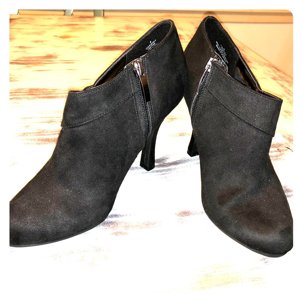 Black suede booties